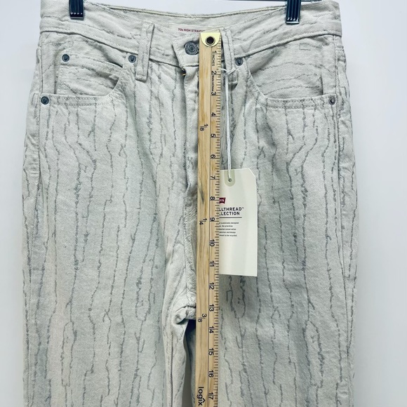 LEVI'S WELLTHREAD® '70S Jeans 27x31 Womens High Rise Straight Fit Stripes Beige - Picture 5 of 14